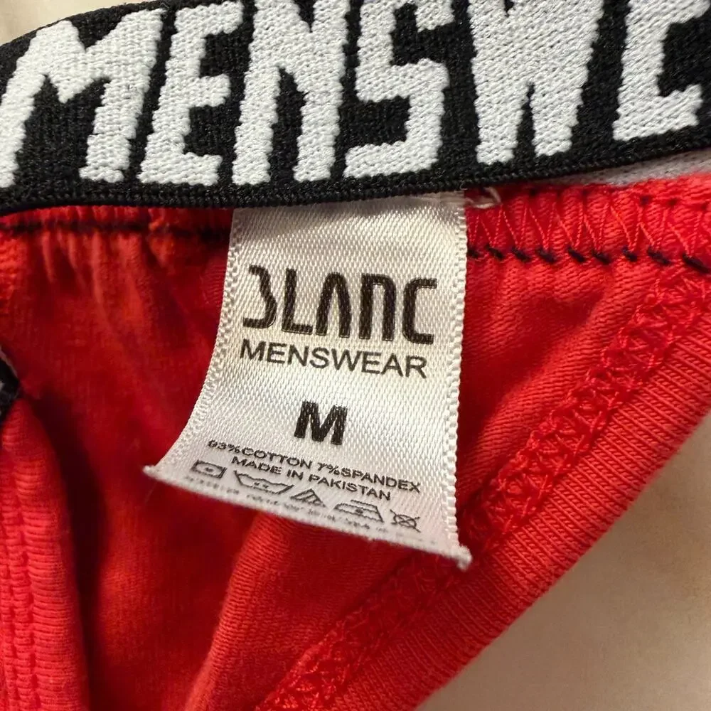 NEW Blanc Menswear Cotton BL4312 Contour G-String Thong Color Red Size Medium